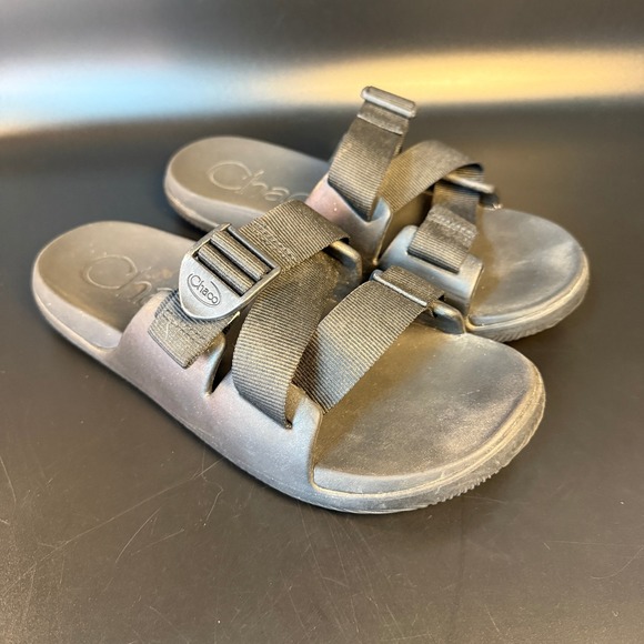 Chaco Adjustable Strap Slides‎ Sandals Comfortable Casual Black Womens 8 - Picture 1 of 6